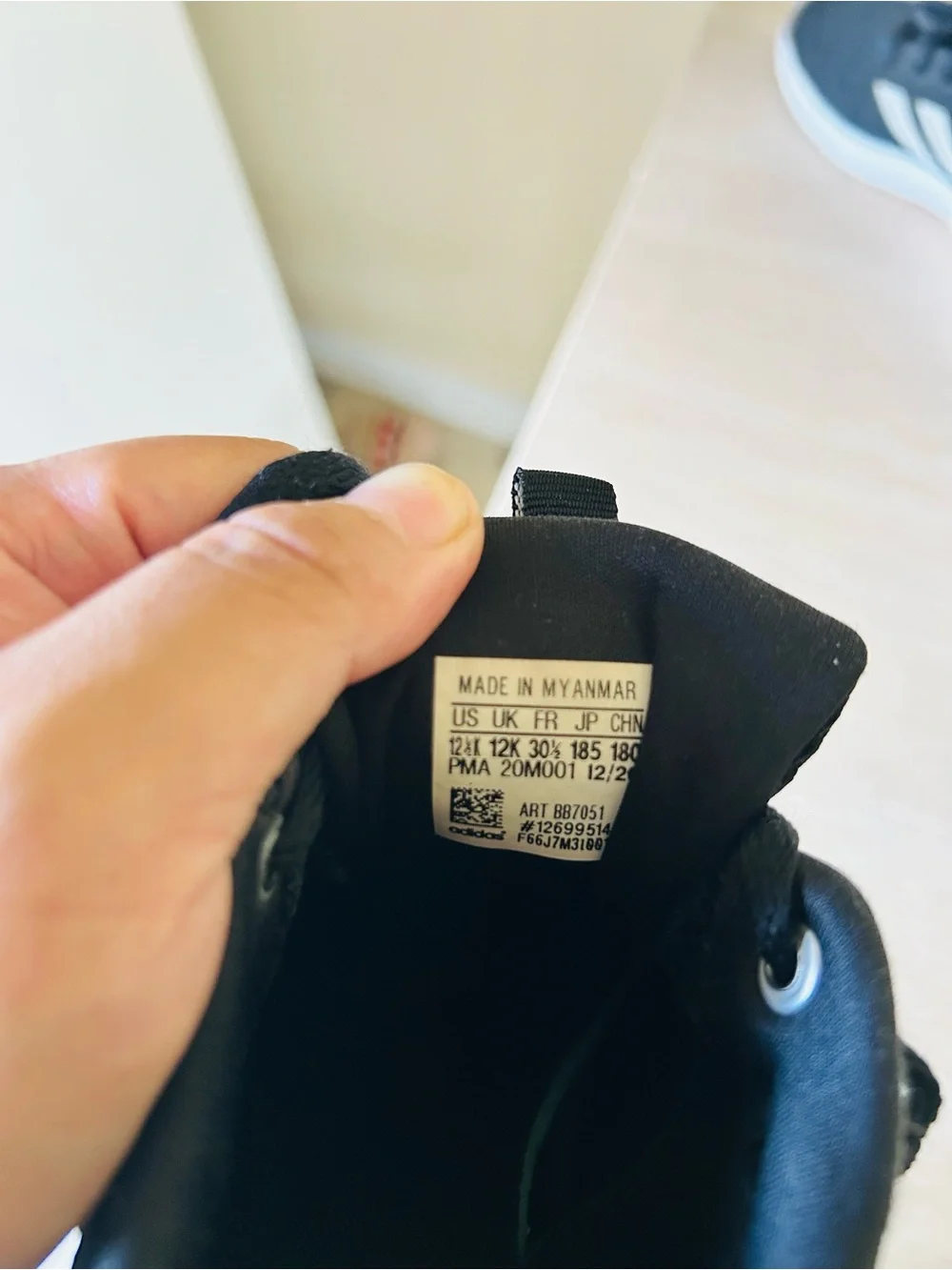 adidas 12 1/2  Kids Black & White Cloudfoam Running Shoes